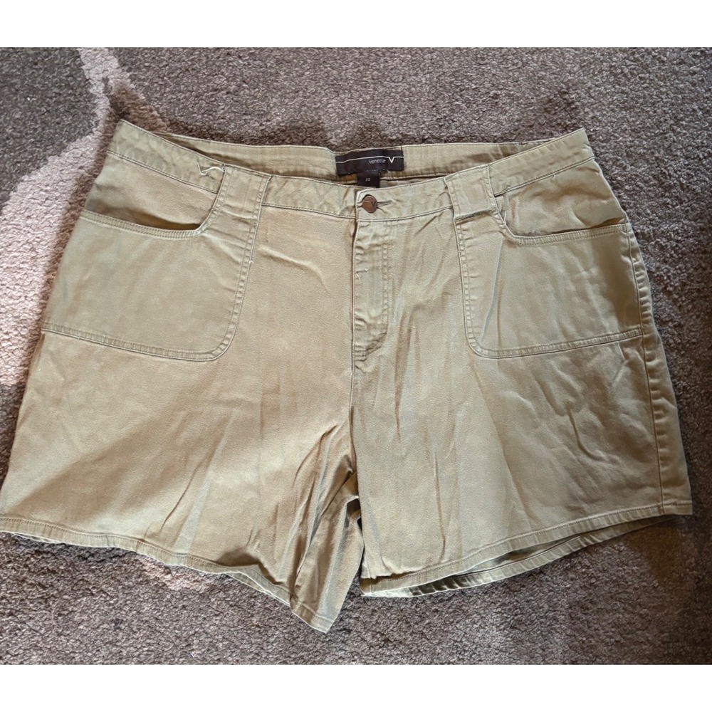 Venezia Women's Plus Olive Green Cotton Stretch Twill Casual Shorts